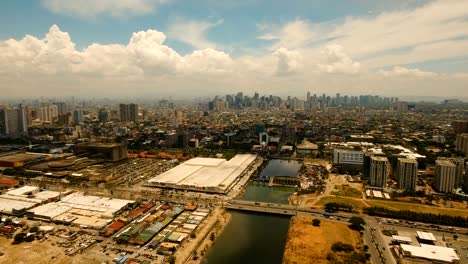 Aerial-city-with-skyscrapers-and-buildings.-Philippines,-Manila,-Makati