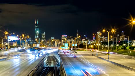 Chicago-Highway-at-Night-time-lapse-Skyline-4K-1080P