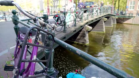 Closer-look-of-the-bicycle-on-the-railings-of-the-bridge