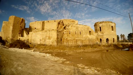 a-large-destroyed-medieval-castle,-southeast-of-Turkey,-on-the-border-with-Syria