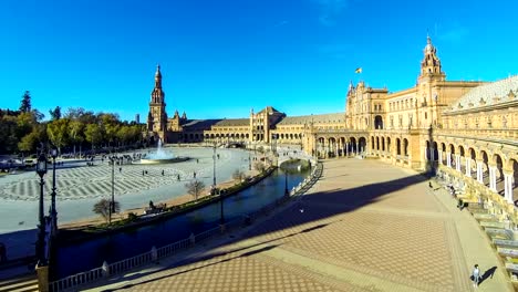 Panorama-der-Plaza-de-Espana-in-Sevilla,-Andalusien,-Spanien