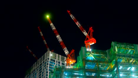 Cranes-Night-lapse-4K-resolution-at-shibuya-middle-shot