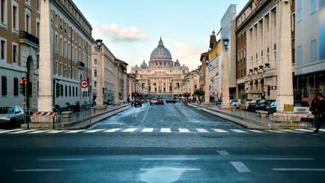 Zeitraffer-von-St-Peter-Basilica-im-Vatikan,-Rom