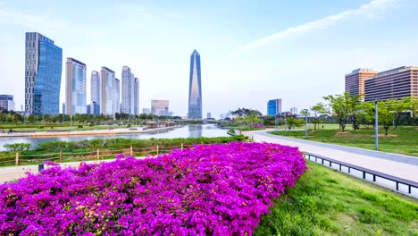 Incheon,-Central-Park-en-Songdo-International-Business-District,-Corea-del-sur