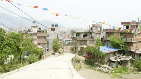 Gebäude-in-asiatischen-Stadt-Kathmandu,-Nepal.