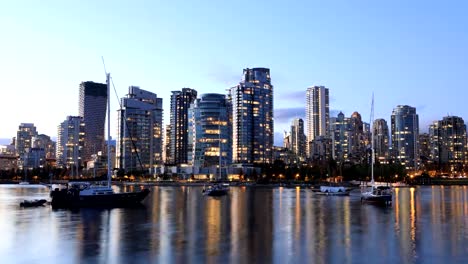 Día-a-noche-timelapse-en-Vancouver,-Columbia-Británica