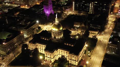 Aerial-of-Atlanta,-Georgia-at-Night