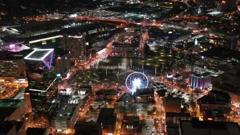 Aerial-of-Atlanta,-Georgia-at-Night