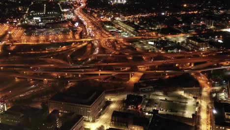 Aerial-of-Atlanta,-Georgia-at-Night