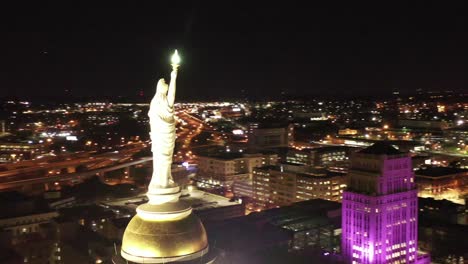 Aerial-of-Atlanta,-Georgia-at-Night