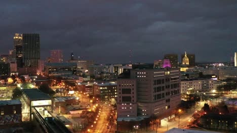 Aerial-of-Atlanta,-Georgia-at-Night