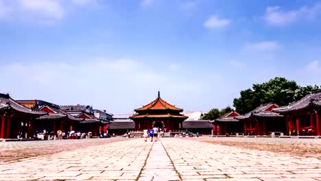 Shenyang,-China-Ago-1,2014:-El-famoso-Dazheng-Hall-en-la-Ciudad-Prohibida-de-Shenyang,-China