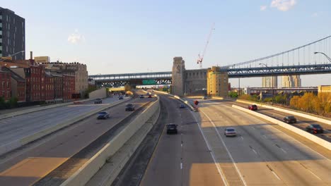 Estados-Unidos-verano-puesta-de-sol-la-vista-panorámica-de-la-ciudad-de-Filadelfia,-Pensilvania,-4-K