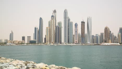 VAE-Tageslicht-Dubai-Marina-Stadt-Palm-Bucht-Panorama-\"-4-k-Zeitraffer