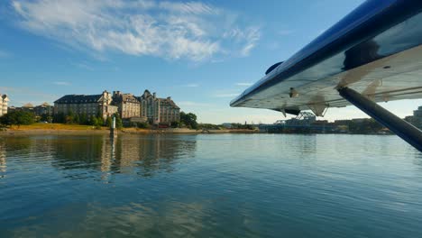 4K-View-from-Seaplane,-Delta-Hotel,-Victoria-Inner-Harbour,-British-Columbia