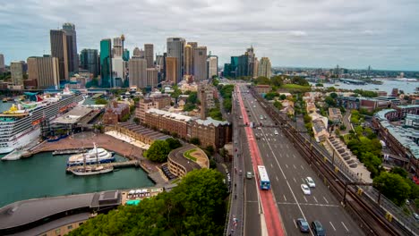 Schöne-Aussicht-auf-die-Stadt-von-der-Sydney-Harbour-Bridge