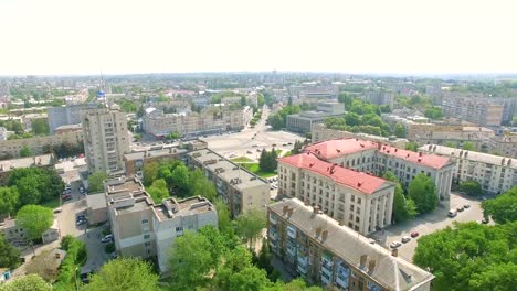 Top-view-aerial-video-of-weak-infrastructure-city-with-transportation-system.