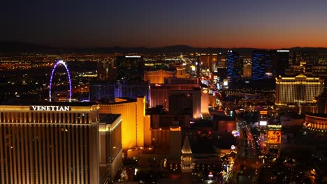 Las-Vegas,-Nevada-Aerial-view-of-Las-Vegas-Strip-at-night