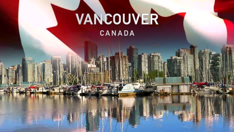 Flag-Sky-Vancouver-Canada-Skyline-City-Flag-Downtown-Canada-View-BC-Cityscape