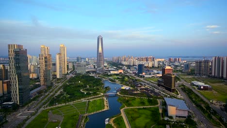 Aerial-of-Incheon,Central-Park-in-Songdo-International-Business-District-,-South-Korea