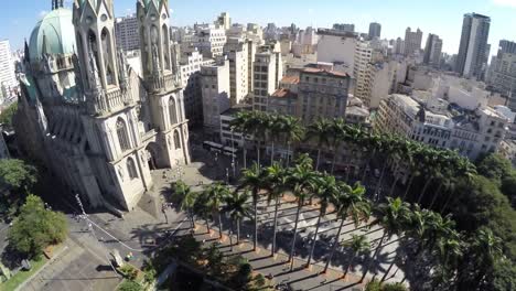 Aerial-View-of-Se-Cathedral,-Sao-Paulo,-Brazil