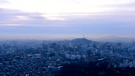 Zeitraffer-von-Seoul-City-Skyline,-Südkorea.