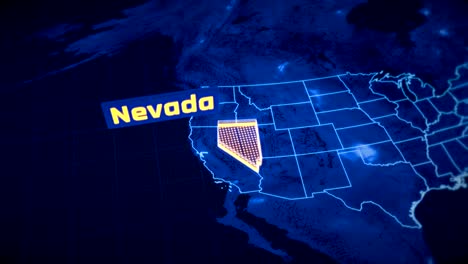 Estados-Unidos-Nevada-estado-frontera-visualización-3D,-contorno-del-mapa-moderno,-viajes