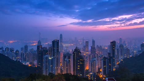 4K,-Zeit-verfallen-Hong-Kong-Stadtbild-am-Morgen-sonnenaufgangszeit-am-Victoria-Harbour