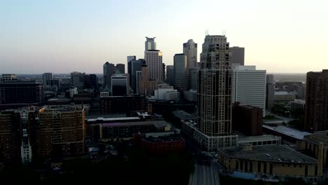 Aerial-of-Minneapolis-at-Dusk