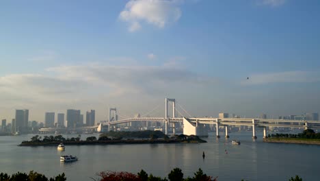 skyline-von-Tokio-und-den-Tokyo-tower-und-die-Regenbogenbrücke