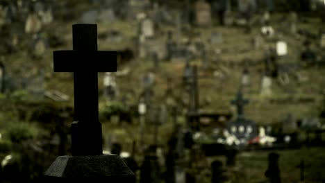 Focus-on-Cross-in-a-Creepy-Cemetery