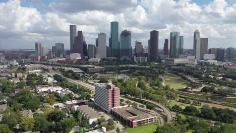 Aerial-of-Downtown-Houston,-Texas