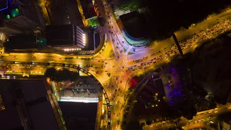 Nacht-Kuala-Lumpur-Verkehr-Kreuzung-aerial-Panorama-Zeitraffer-4k-Malaysia