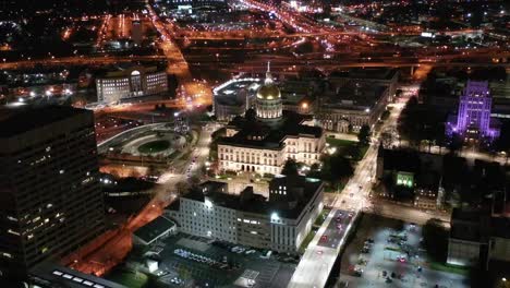 Aerial-of-Atlanta,-Georgia-at-Night