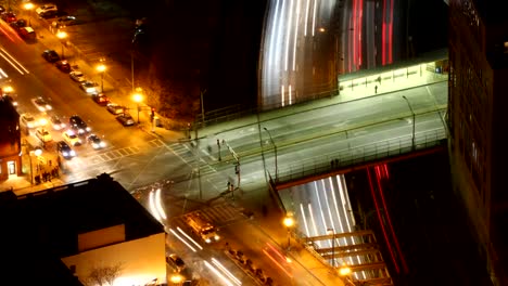 Timelapse-view-of-Boston,-Massachusetts-at-night