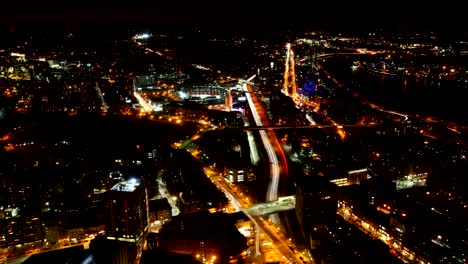 Aerial-timelapse,-Boston-Skyline-at-night-with-zoom-out