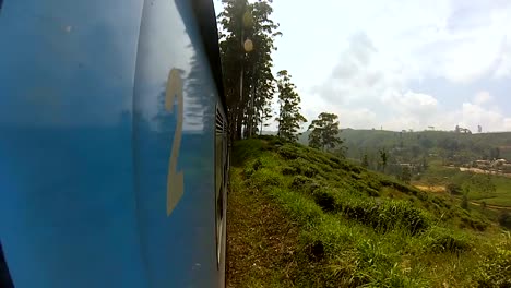 long-blue-passenger-train-Sri-Lanka