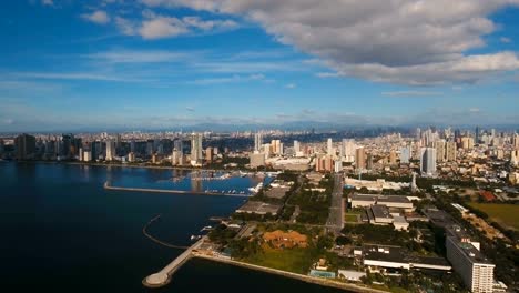 Aerial-city-with-skyscrapers-and-buildings.-Philippines,-Manila,-Makati