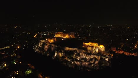 4K-Drohne-Schuss-von-Akropolis-bei-Nacht