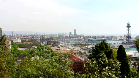 Barcelona-Panorama,-España,-punto-de-vista,-Time-Lapse