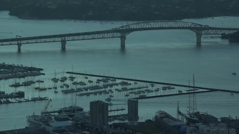 Aerial-landscape-view-of-Waitemata-Harbour-bridge-Auckland-New-Zealand