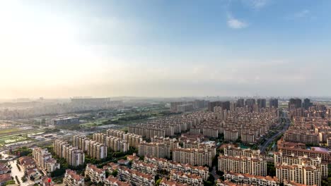 Timelapse-del-cielo-al-atardecer,-ciudad-de-nanjing,-china