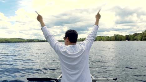 Cheering-Rower-in-the-Waters-of-Georgian-Bay-Enjoying-the-Scenery