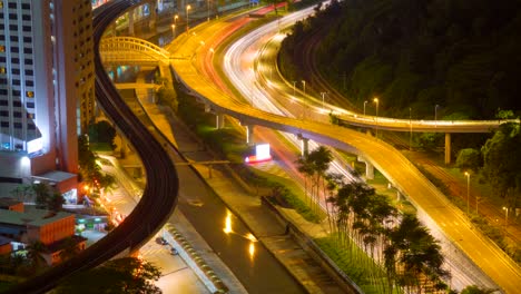 Noche-urbano-Timelapse-Kuala-Lumpur-autopista-tráfico