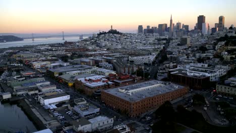 Aerial-sunset-view-Fishermans-Wharf-San-Francisco-USA