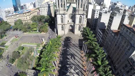 Vista-aérea-de-la-Catedral,-Sao-Paulo,-Brasil