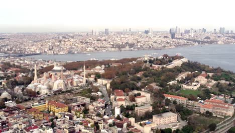 Aerial-view-of-Hagia-Sophia-in-Istanbul,-Turkey