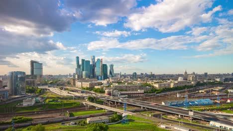 russia-day-moscow-city-traffic-road-ring-rooftop-aerial-panorama-4k-timelapse