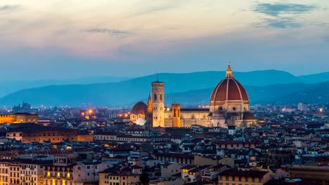 Sunrise-Zeitraffer-der-Skyline-von-Florenz-in-Italien