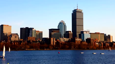Timelapse-Boston-Skyline-über-den-Hafen